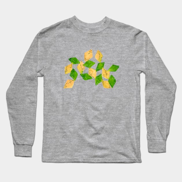 Watercolor green and tan connected diamond shapes Long Sleeve T-Shirt by Shelworks Stationery